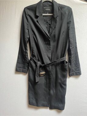 Aritzia Babaton Black Minimalist Belted Trench Coat Sz XS